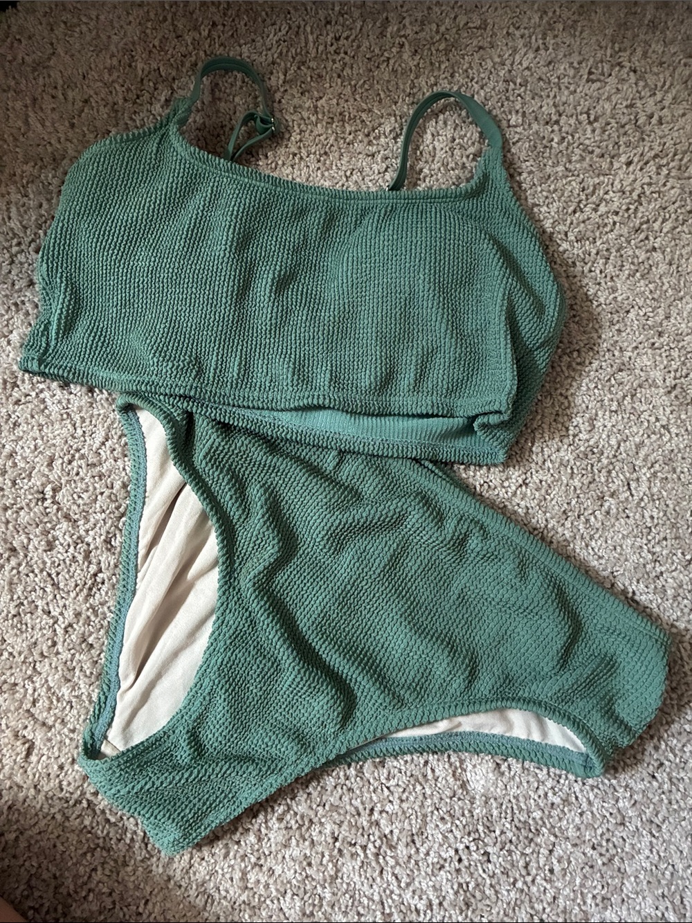 Kona Sol Ribbed Bikini Set in Dusty Teal